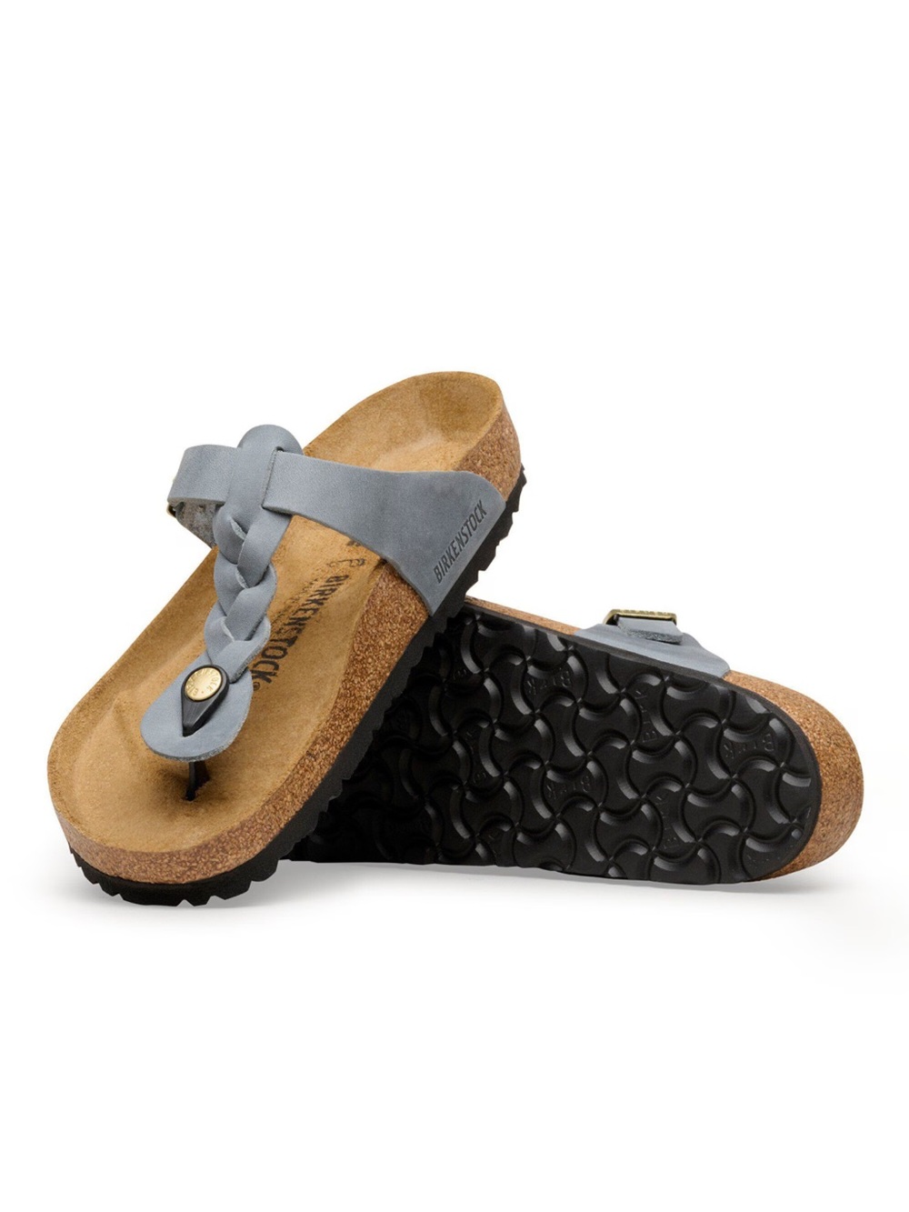 Birkenstock Braided Gizeh Thong Sandal - Light Gray Blue Basalt Gray